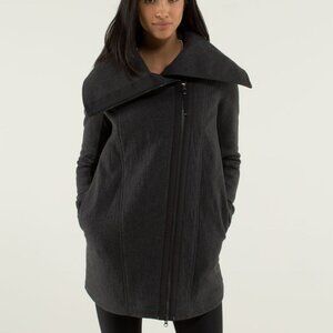 Lululemon Women's Heathered Black Virasana Blanket Wrap Full-Zip Jacket Size 12
